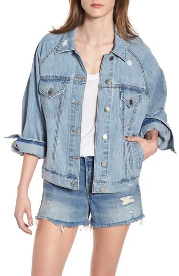 Women's Bp. Raglan Denim Jacket, Size - Blue