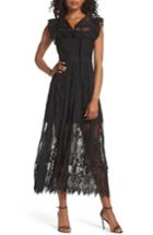 Women's Foxiedox Forence Lace & Swiss Dot Dress - Black