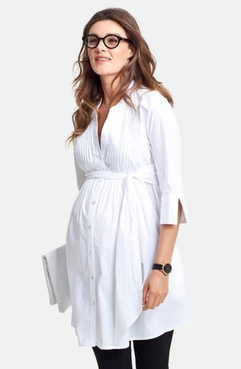 Women's Isabella Oliver 'libby' Pleated Maternity Tunic - White
