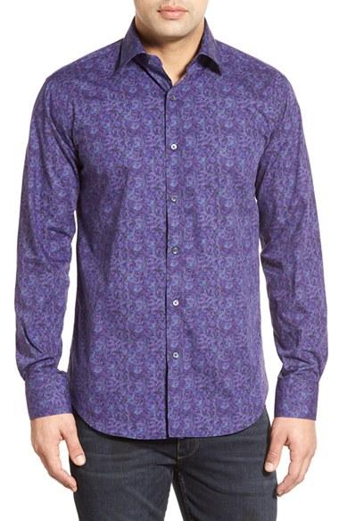 Men's Bugatchi Shaped Fit Abstract Print Sport Shirt