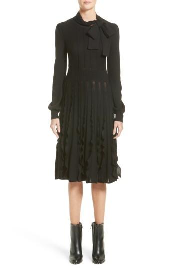 Women's Valentino Ruffle Skirt Wool Knit Dress