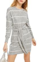 Women's Topshop Stripe Cut & Sew Minidress Us (fits Like 0) - Grey