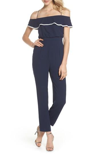 Women's Vince Camuto Ruffle Off The Shoulder Jumpsuit - Blue