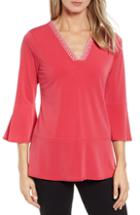 Women's Chaus Embroidery Detail Flounce Sleeve Top - Coral