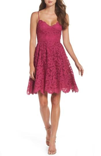 Women's Bb Dakota Occasion Celeste Scalloped Lace Fit & Flare Dress