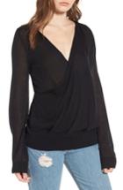 Women's Hinge Surplice Sweater, Size - Black