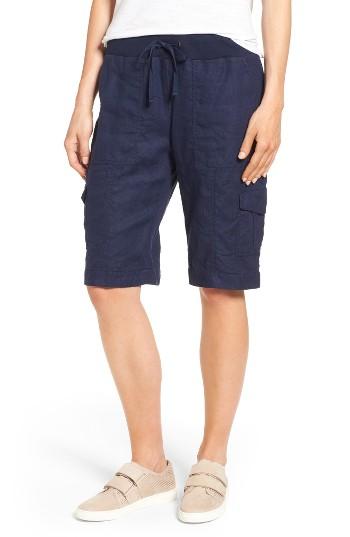 Women's Eileen Fisher Drawstring Waist Bermuda Cargo Shorts - Blue