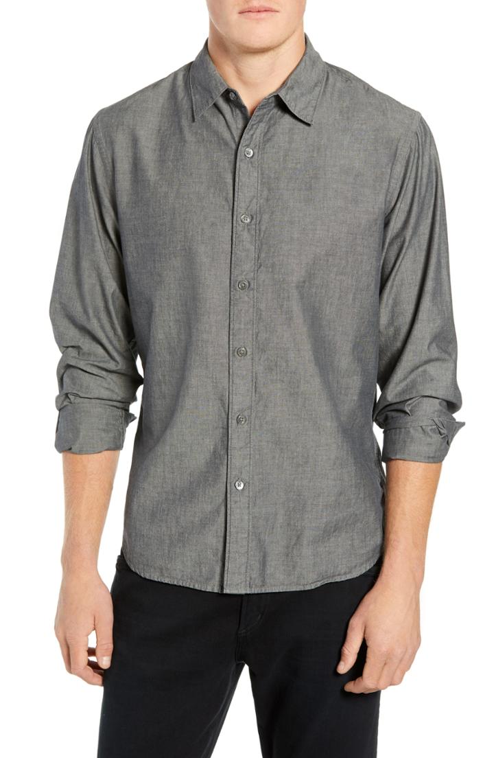 Men's Frame Slim Fit Long Sleeve Sport Shirt - Black
