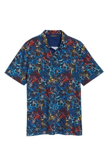 Men's Bugatchi Classic Fit Floral Digital Print Polo - Blue