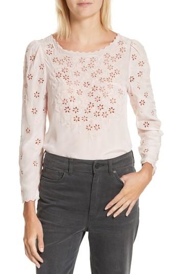 Women's Rebecca Taylor Miranda Embroidered Silk Top
