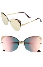 Women's Leith 59mm Snakeskin Accent Rimless Cat Eye Sunglasses - Snake Pink