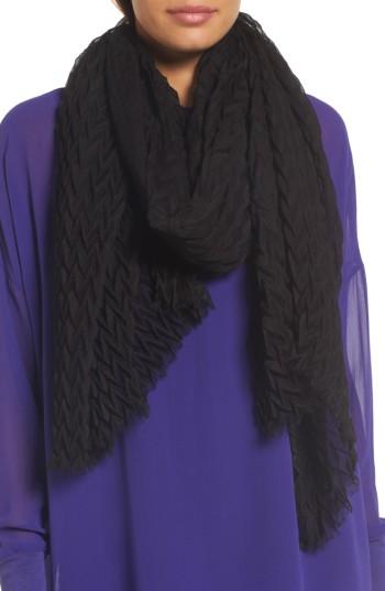 Women's Eileen Fisher Silk & Wool Wrap, Size - Black