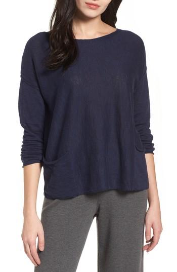 Women's Eileen Fisher Organic Linen & Cotton Knit Boxy Top - Blue