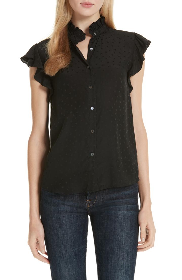 Women's Rebecca Taylor Silk Jacquard Top - Black