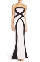 Women's Maria Bianca Nero Strapless Stripe Woven Gown