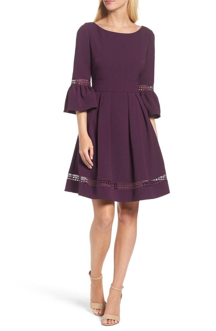 Women's Eliza J Bell Sleeve Dress (similar To 14w) - Purple