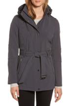 Women's Michael Michael Kors Waterproof Belted Jacket With Detachable Hood - Grey