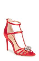 Women's Jewel Badgley Mischka Hazel Embellished T-strap Sandal M - Red