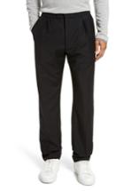Men's Boss Payton Pleated Solid Wool & Mohair Jogger Trousers R - Black