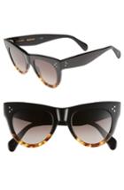 Women's Celine 51mm Cat Eye Sunglasses - Black/ Havana/ Brown