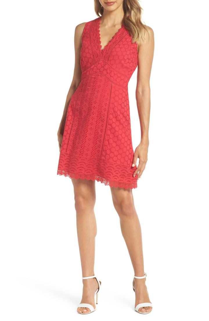 Women's French Connection Zahara Eyelet & Lace A-line Dress