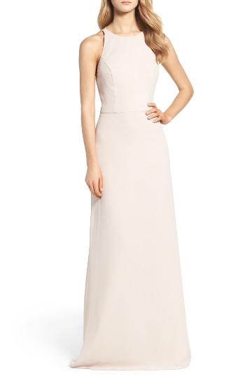 Women's Hayley Paige Occasions Crewneck Chiffon Gown - Beige
