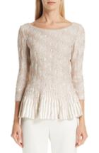 Women's St. John Collection Sequin Trellis Knit Top, Size - Beige