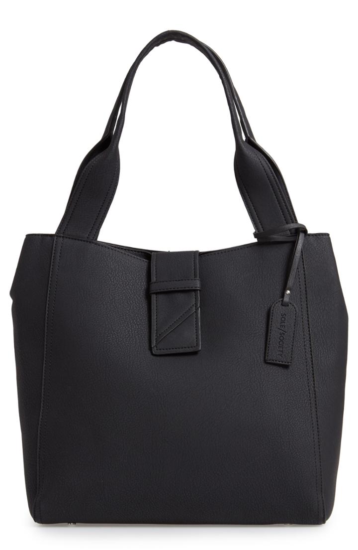 Sole Society Valah Faux Leather Tote - Black