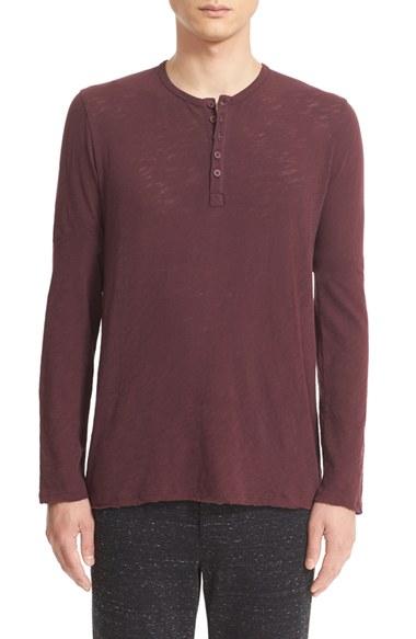 Men's Atm Anthony Thomas Melillo Raw Edge Henley - Purple