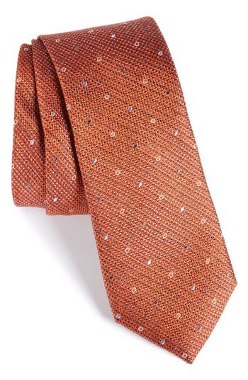 Men's Calibrate Brubeck Neat Silk Blend Tie, Size - Orange