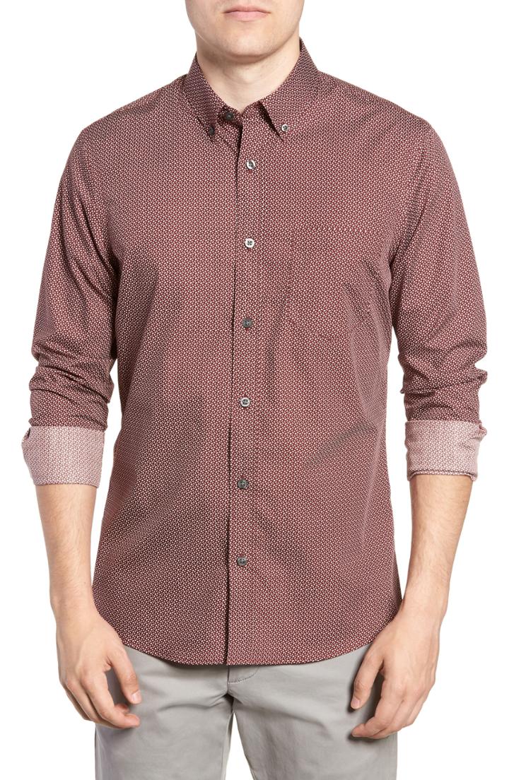 Men's Nordstrom Men's Shop Slim Fit Print No-iron Sport Shirt