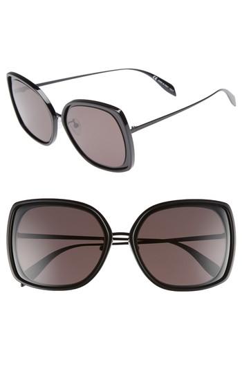 Women's Alexander Mcqueen 57mm Square Sunglasses - Black