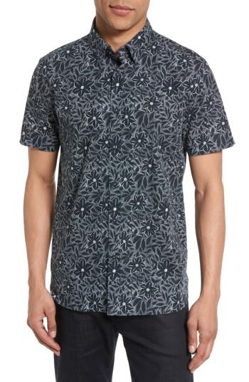 Men's Ted Baker London Calous Slim Fit Flower Print Sport Shirt (m) - Blue