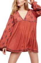 Women's Free People Embroidered Bell Sleeve Top - Red