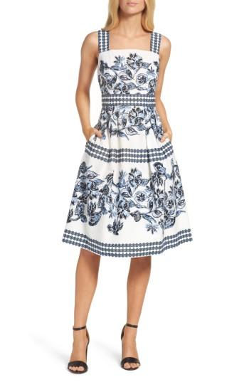 Petite Women's Vince Camuto Fit & Flare Dress P - Blue