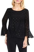 Women's Vince Camuto Gilded Diamonds Bell Sleeve Top, Size - Black