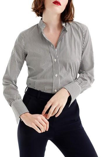 Women's J.crew Perfect Stripe Stretch Bodysuit - Black