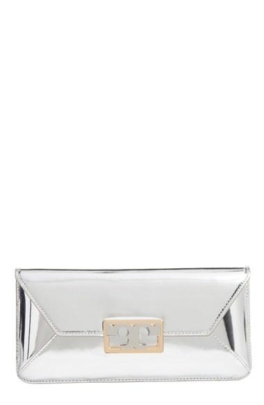 Tory Burch Gigi Metallic Leather Clutch - Metallic