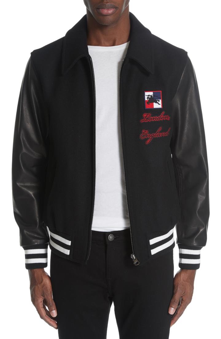 Men's Burberry Stockbridge Varsity Jacket Eu - Black