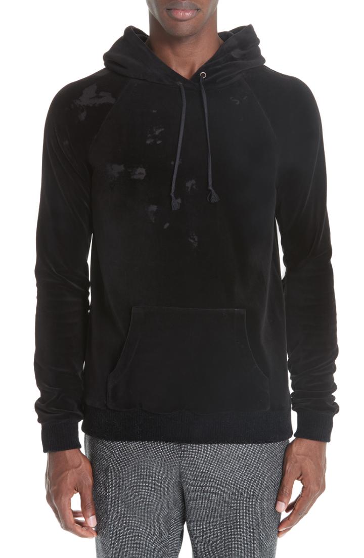 Men's Saint Laurent Burnout Velour Hoodie