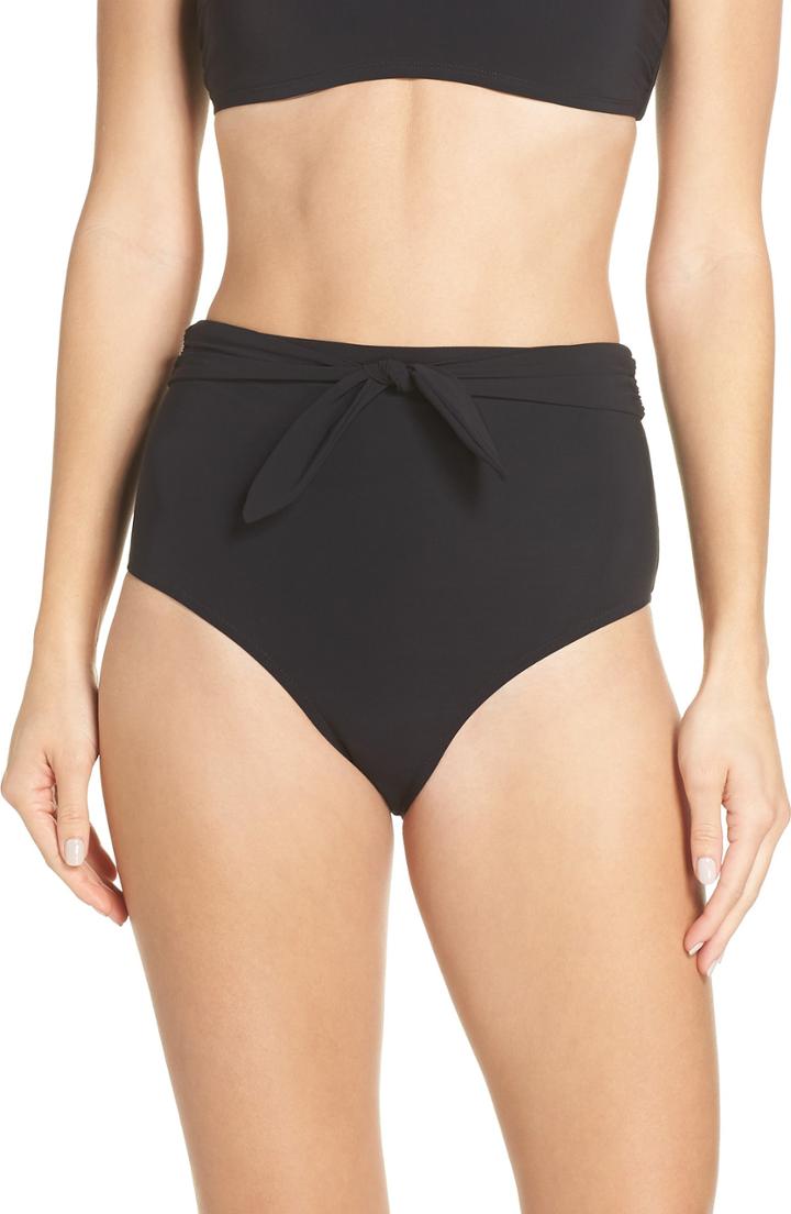 Women's Tory Burch Sash Tie High Waist Bikini Bottoms - Black