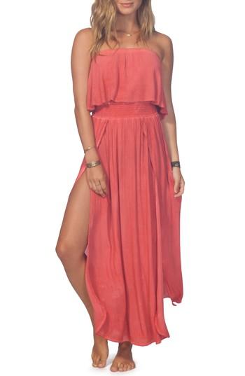 Women's Rip Curl Beach Babe Popover Strapless Maxi Dress - Red
