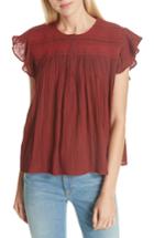 Women's Mes Demoiselles Trissotin Smocked Cotton Blouse Us / 36 Fr - Red