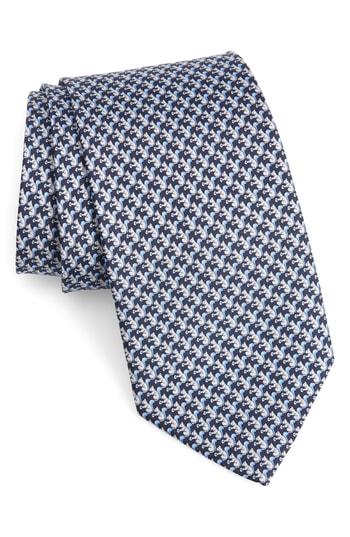Men's Salvatore Ferragamo Fosco Print Silk Tie, Size - Blue