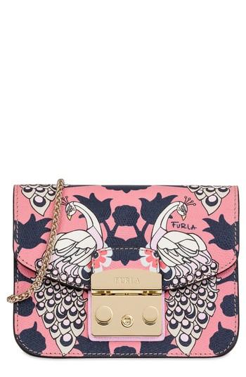Furla Mini Metropolis Print Leather Crossbody Bag - Pink