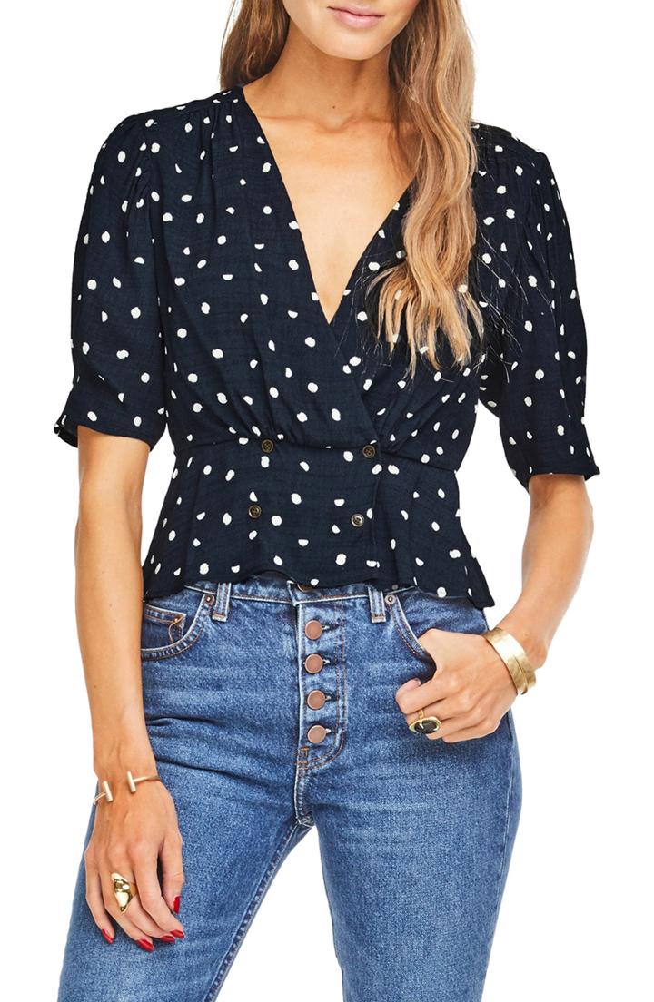 Women's Sanctuary Sienna Woven Trim Top, Size - Blue