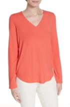 Women's Eileen Fisher V-neck Jersey Tee, Size - Red