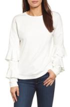 Women's Halogen Ruffle Sleeve Sweatshirt, Size - Ivory