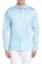 Men's Bugatchi Regular Fit Silk Blend Sport Shirt - Blue