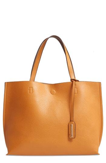 Street Level Reversible Faux Leather Tote & Wristlet - Yellow